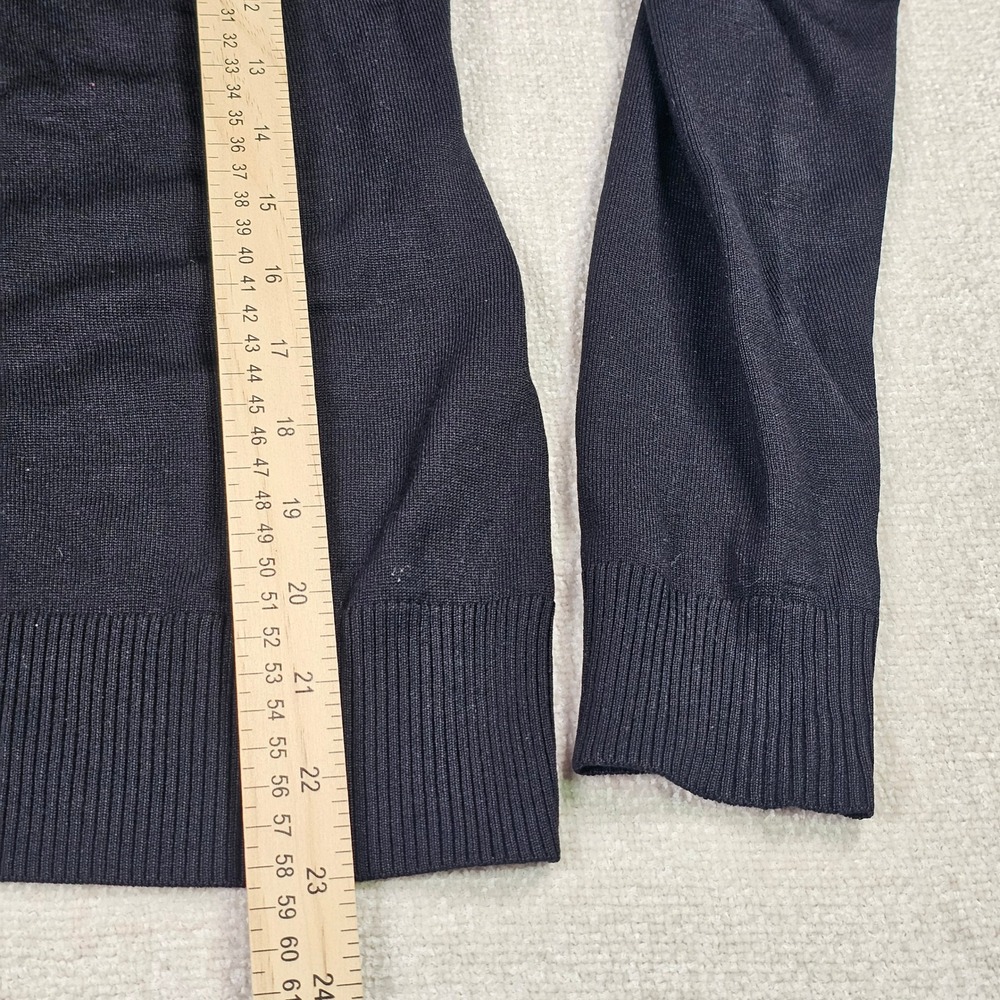Cache Y2K Cardigan Sweater Zip Up Beaded Fur Trim Hooded Silk Blend Black ‎ M - Picture 9 of 13